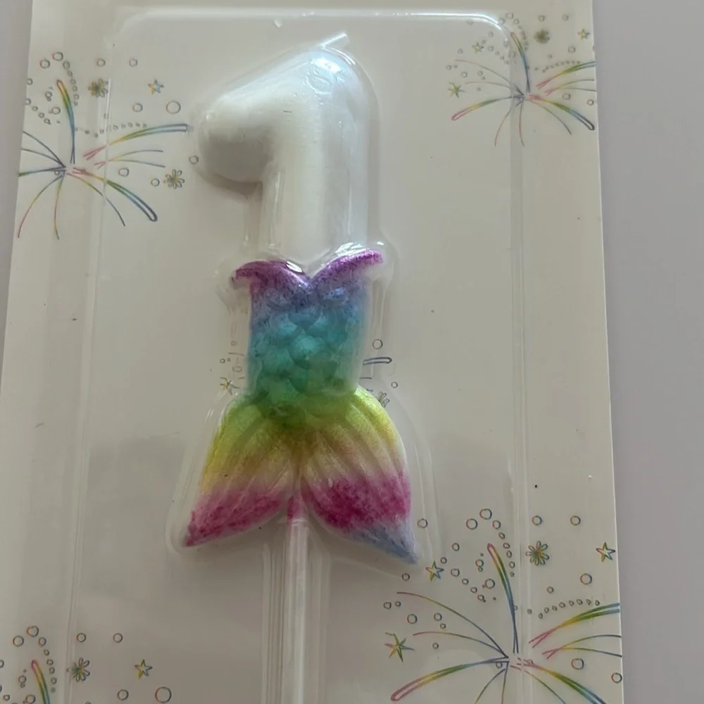 Mermaid Number 1 Birthday Candle.  BRAND NEW Happy 1st. Birthday.
